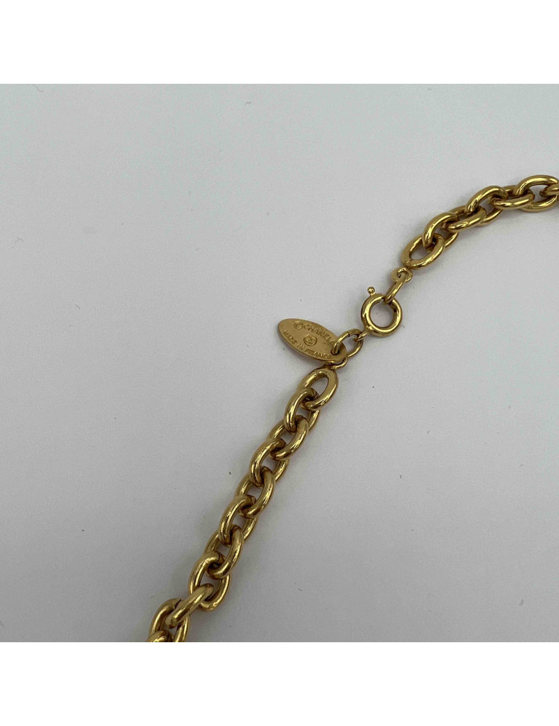 Collier CHANEL pâte de verre emeraude