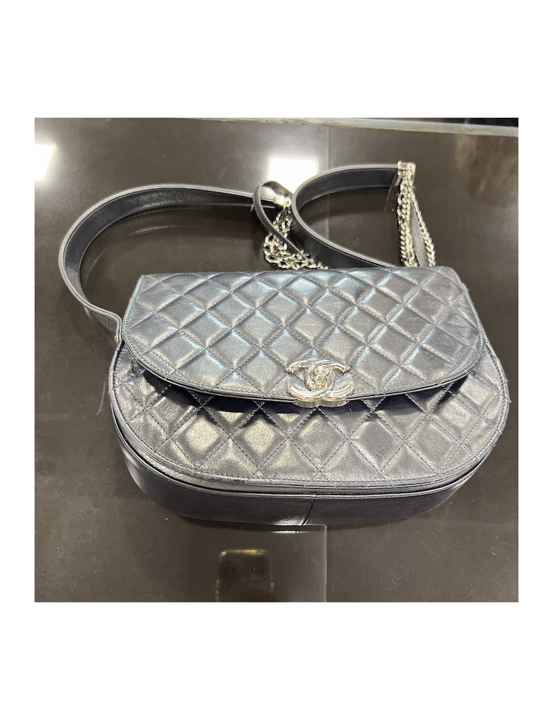Sac CHANEL crossbody gris métalisé