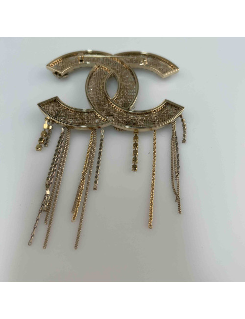 Grande broche CHANEL strass perles et chaînes