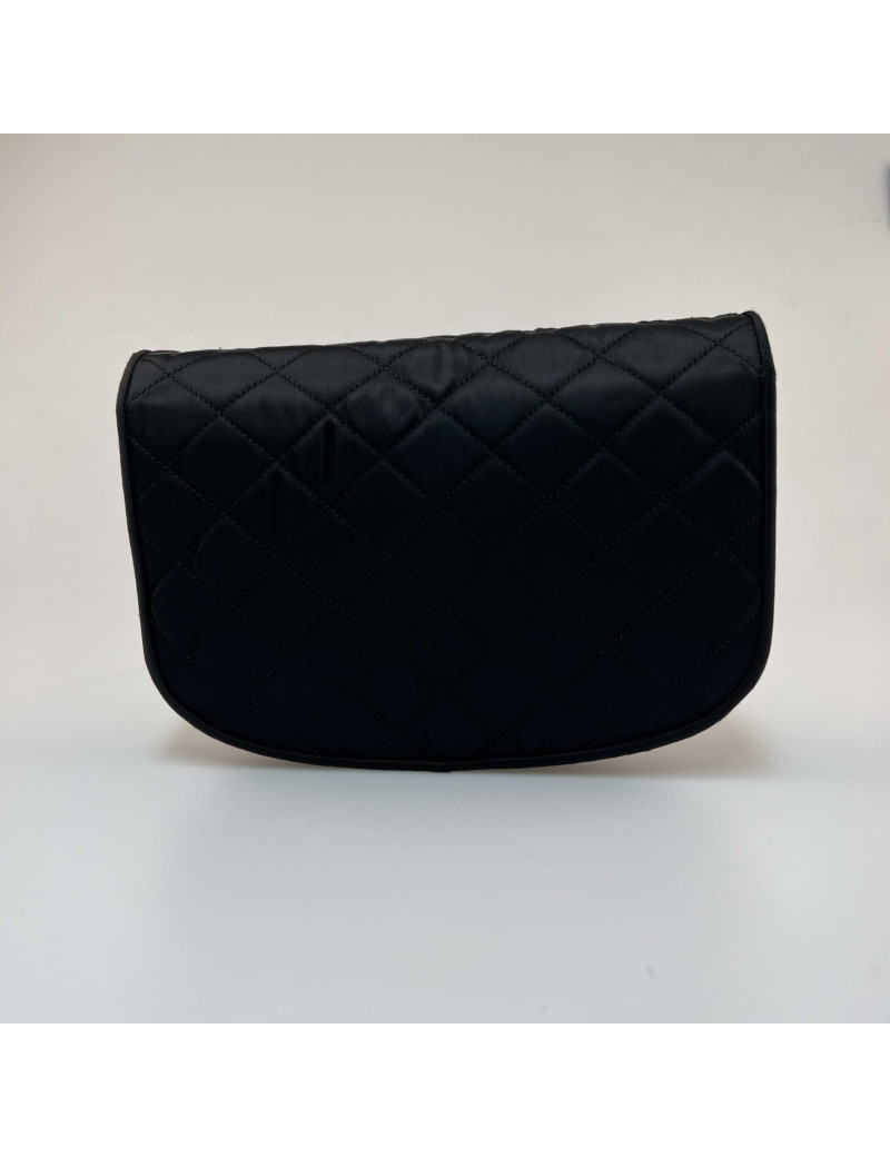 Sac à main CHANEL Couture satin noir 