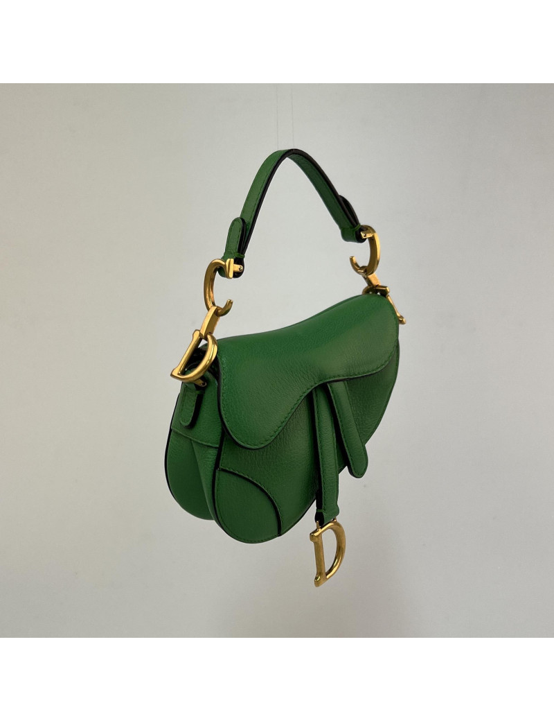 Sac micro Saddle DIOR chevre vert