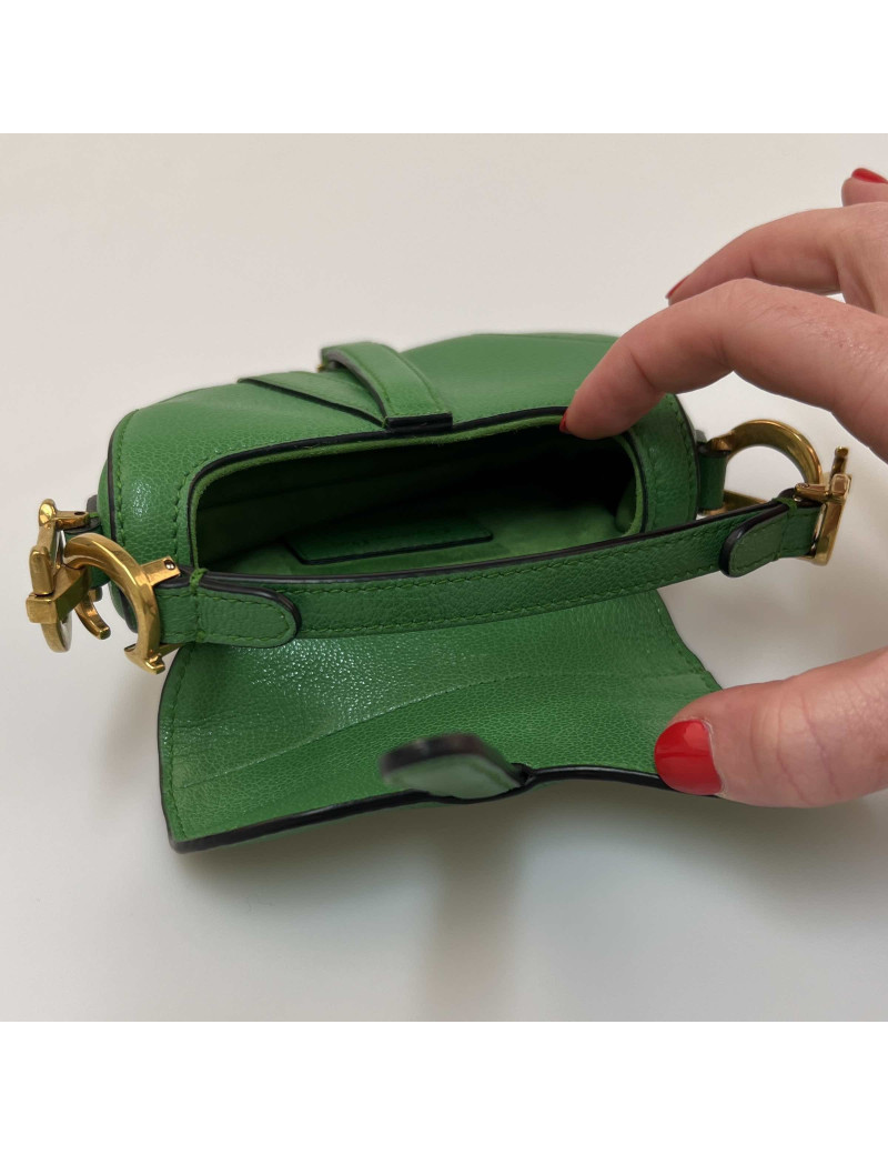 Sac micro Saddle DIOR chevre vert