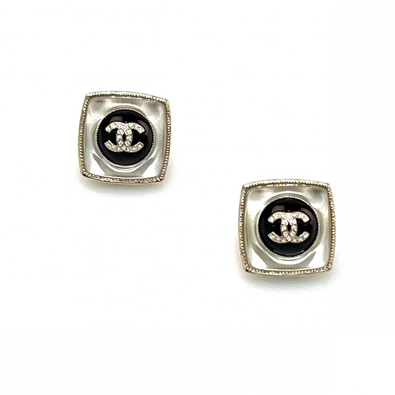 Chanel Vintage Resin CC Clip-On Earrings - Gold-Plated Clip-On