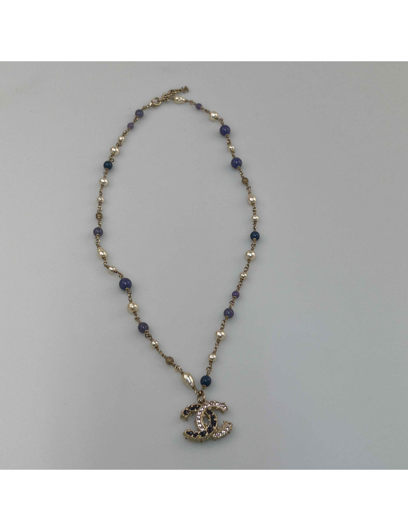 Collier CHANEL perle nacree parme