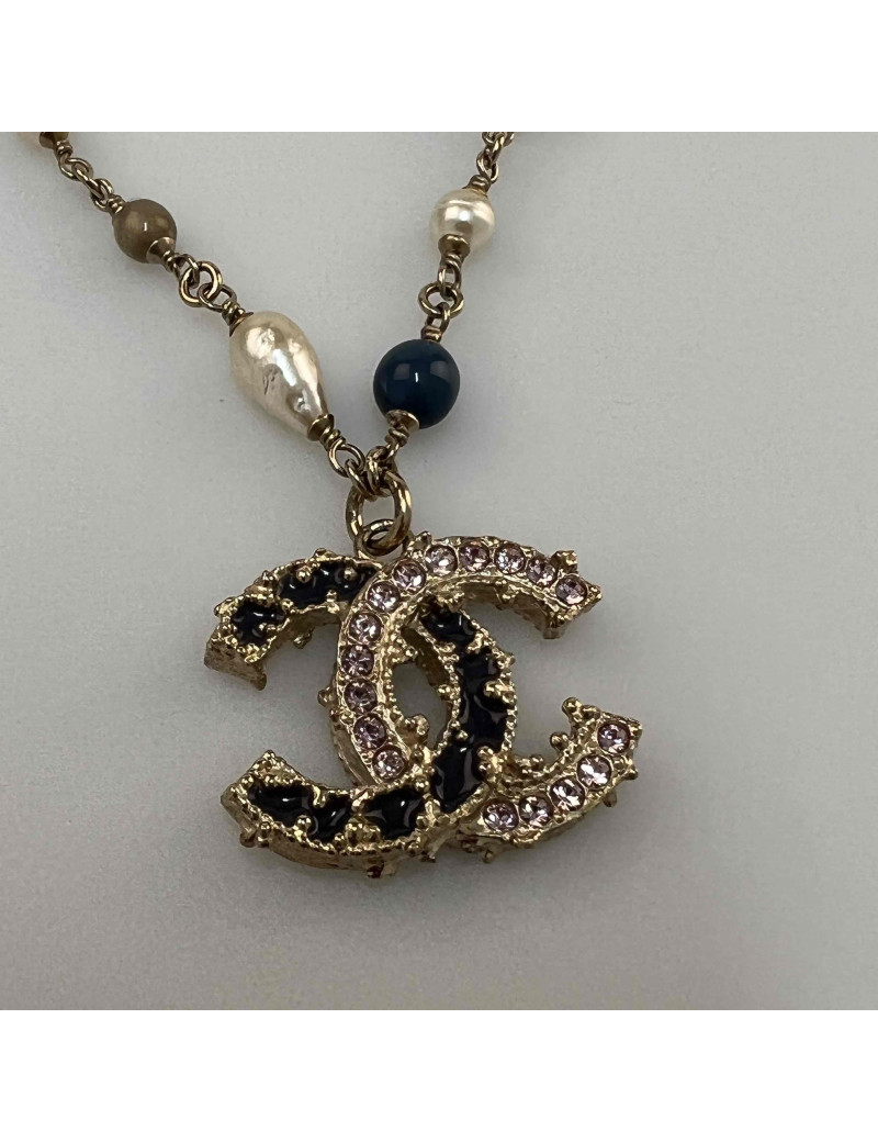 Collier CHANEL perle nacree parme