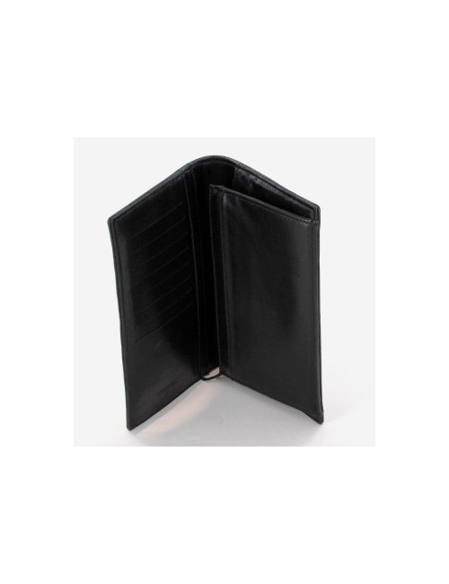 Portefeuille CHANEL cuir noir matelassé CC argent