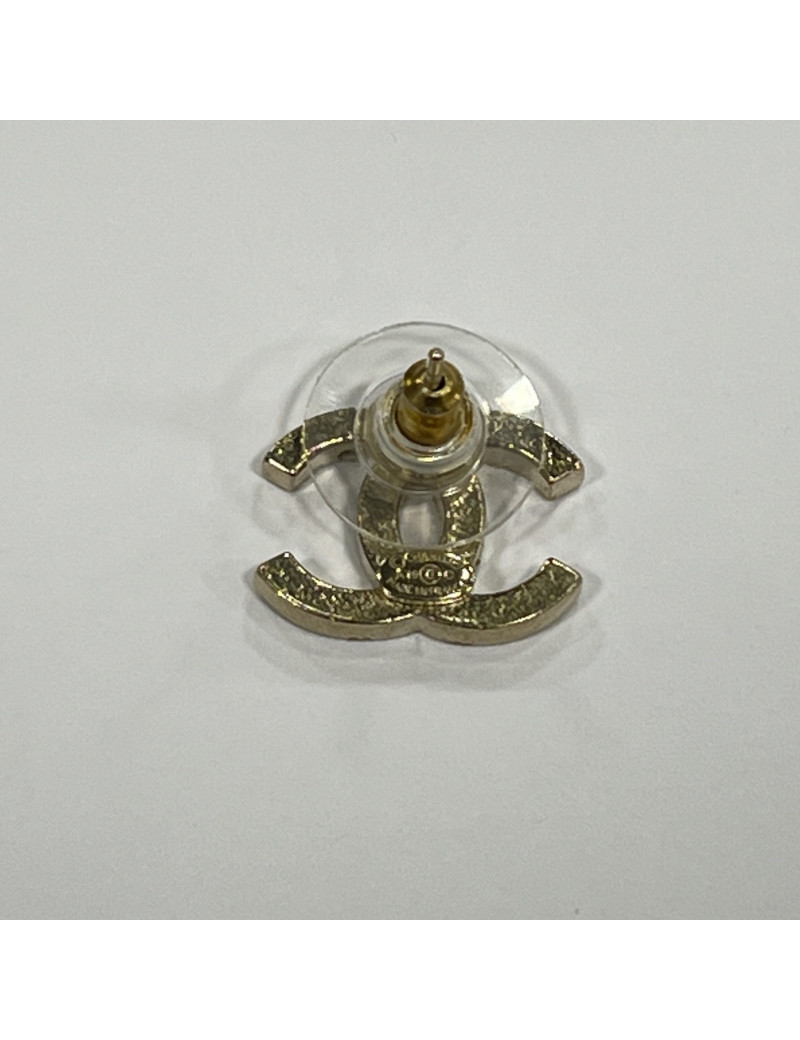 Boucles d'oreille Clous Chanel CC strass