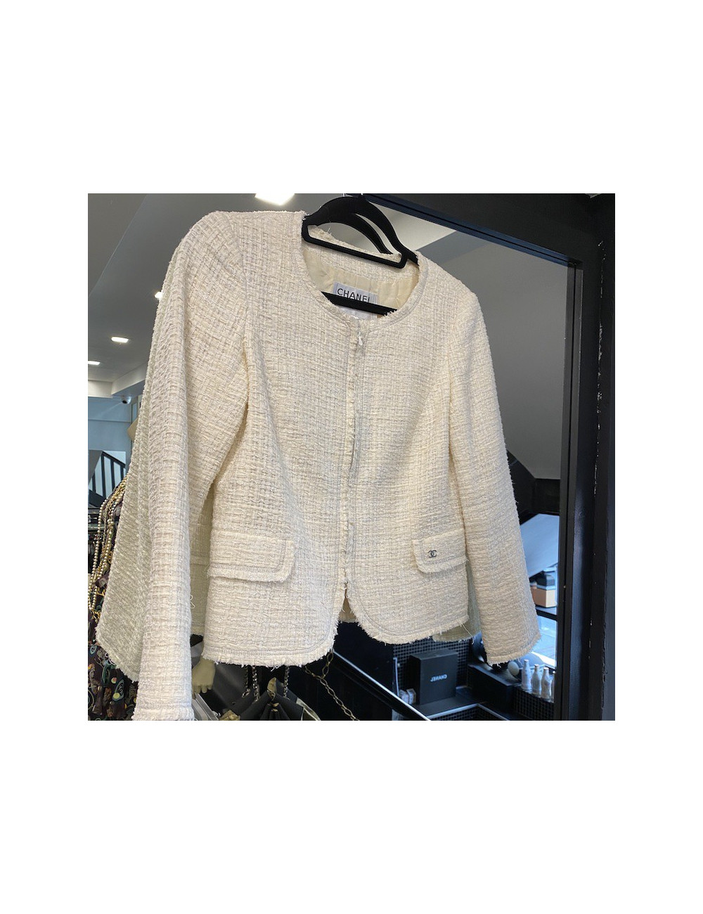 Veste T 36 CHANEL coton écru