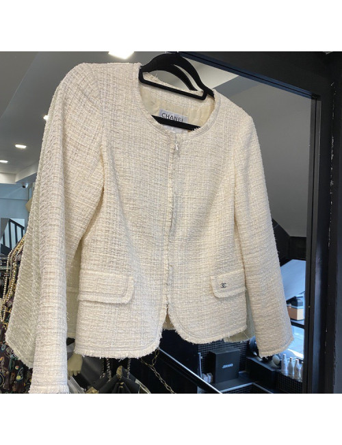 Veste T 36 CHANEL coton écru