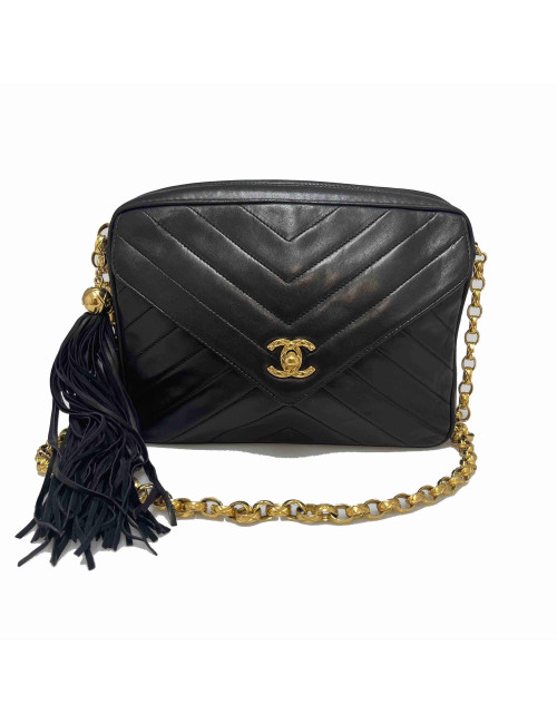 Sac CHANEL pompon noir vintage