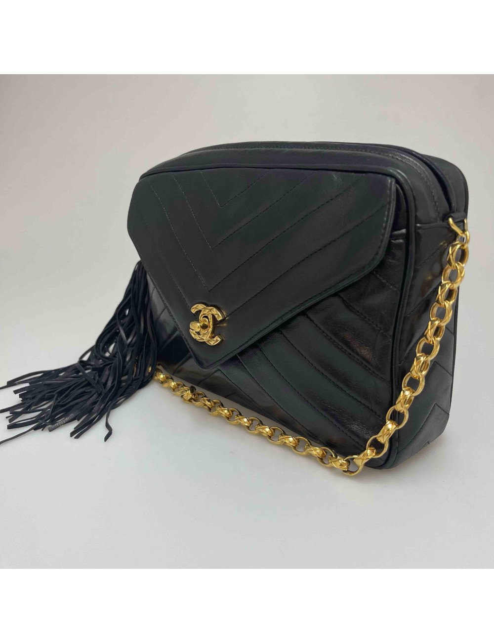 Sac CHANEL pompon noir vintage