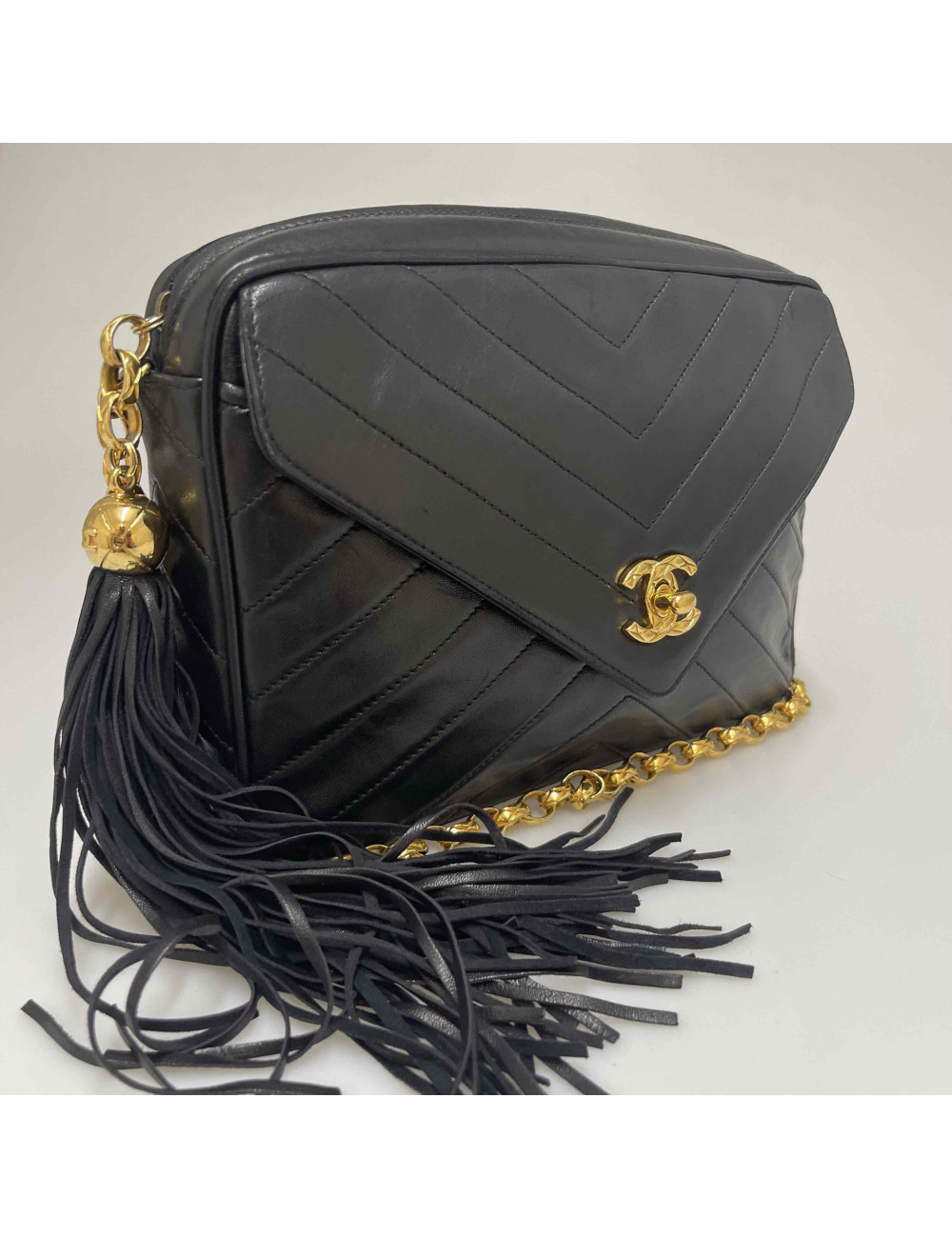 Sac CHANEL pompon noir vintage