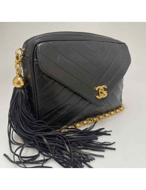 Sac CHANEL pompon noir vintage