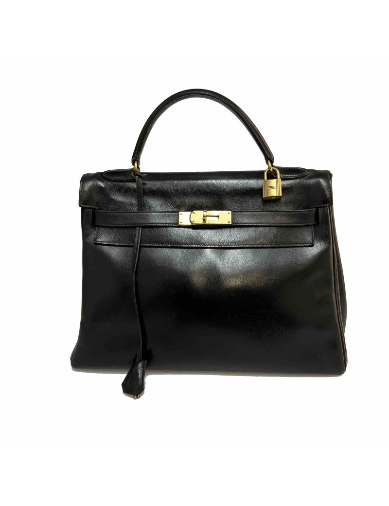 Kelly 32 HERMES Vintage box noir