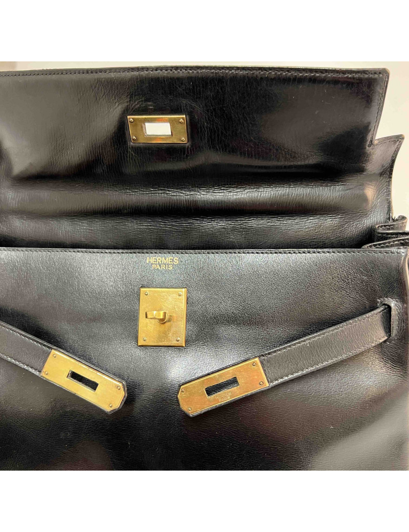 Kelly 32 HERMES Vintage box noir