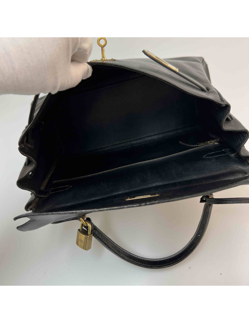 Kelly 32 HERMES Vintage box noir