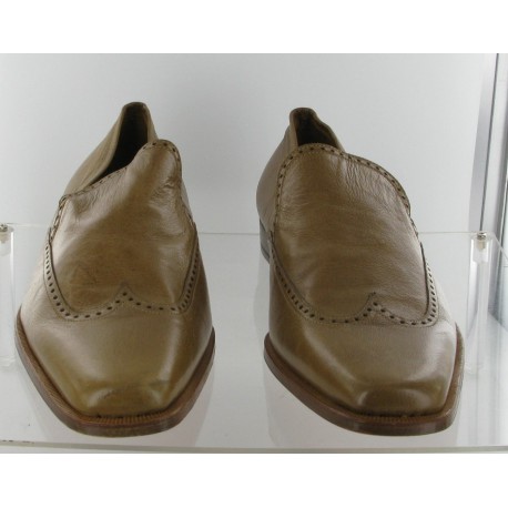 Beige leather HERMES loafers