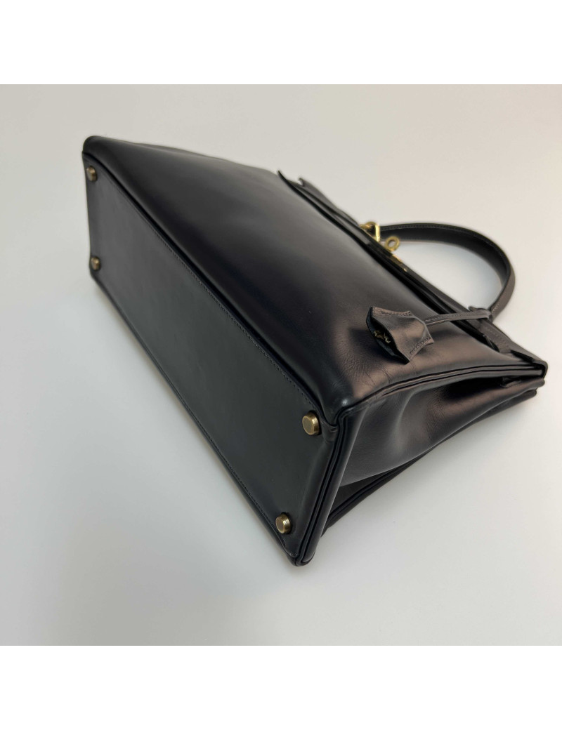 Sac Kelly 32 HERMES box bleu nuit