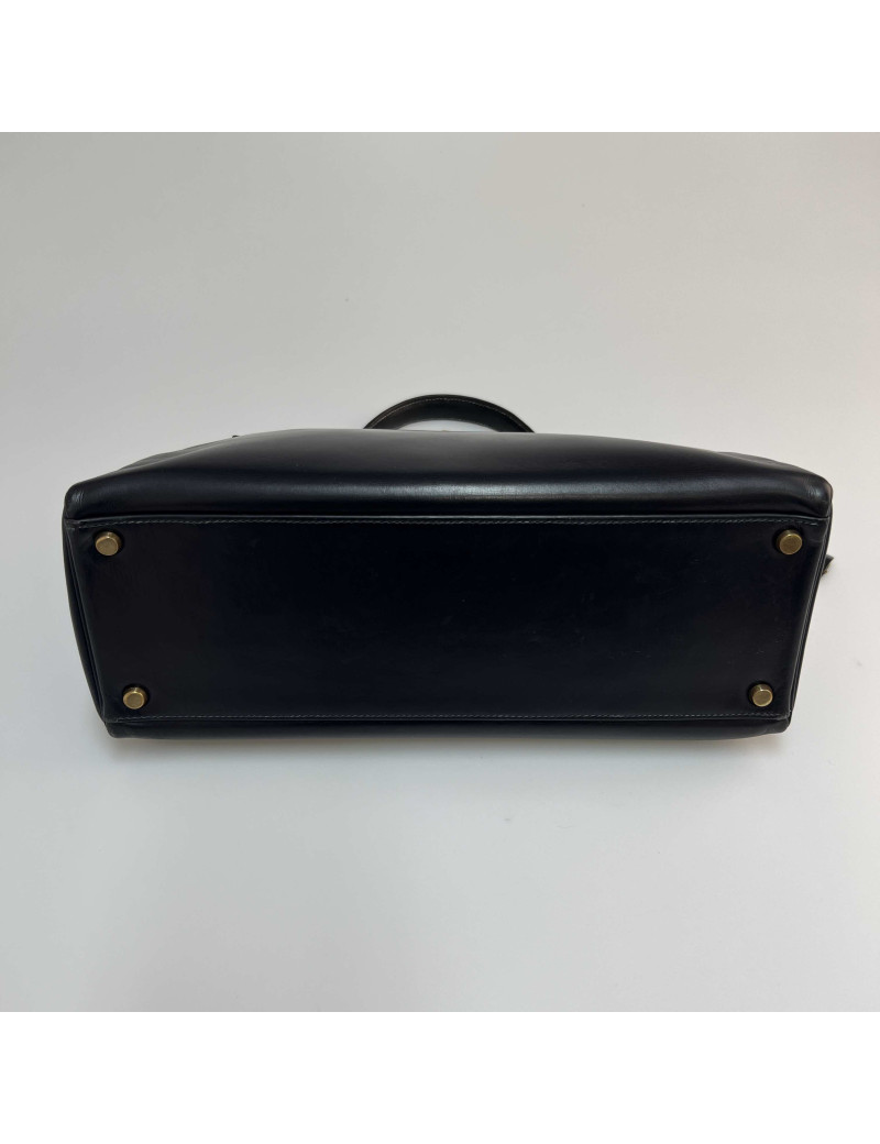 Sac Kelly 32 HERMES box bleu nuit