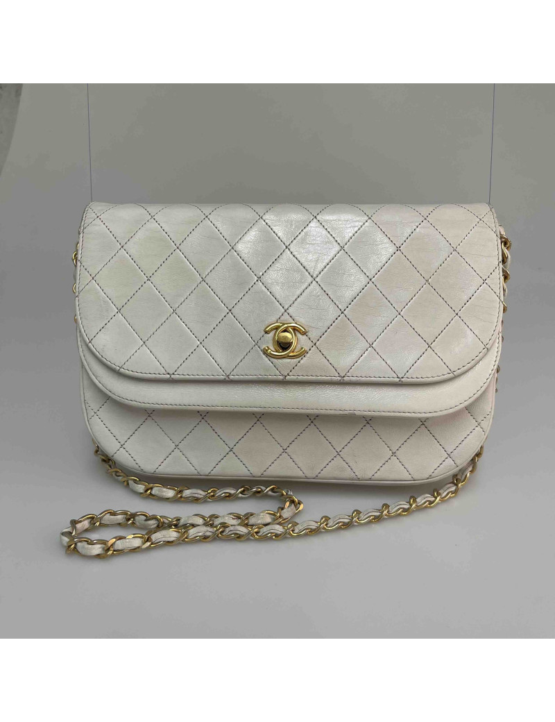Sac classique CHANEL blanc vintage