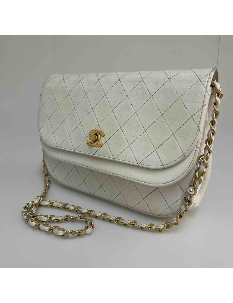 Sac classique CHANEL blanc vintage