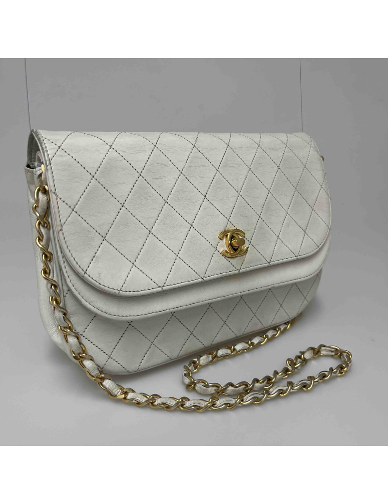 Sac classique CHANEL blanc vintage