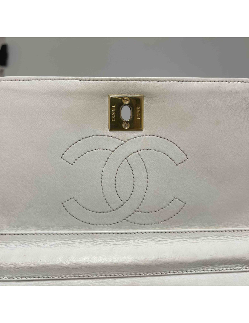 Sac classique CHANEL blanc vintage