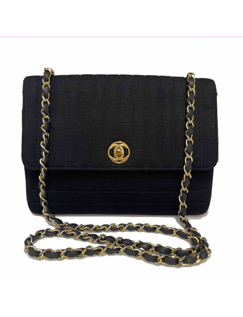Sac CHANEL jersey noir vintage