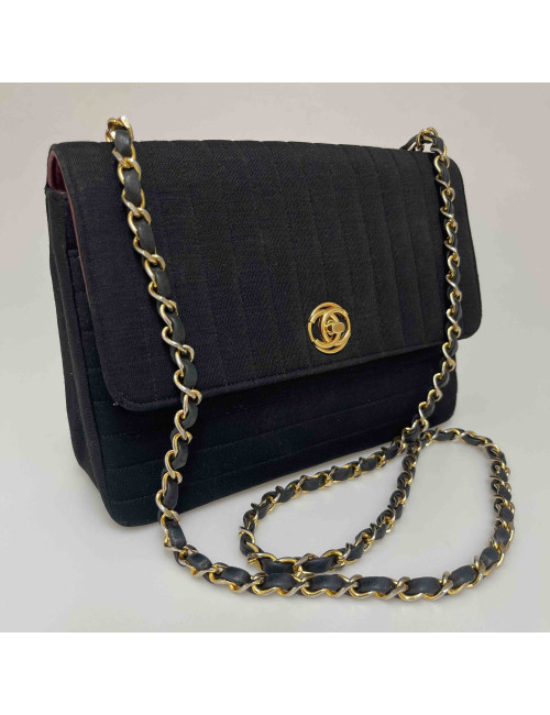 Sac CHANEL jersey noir vintage