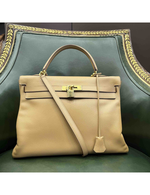 Kelly 35 HERMÈS Courchevel gold vintage
