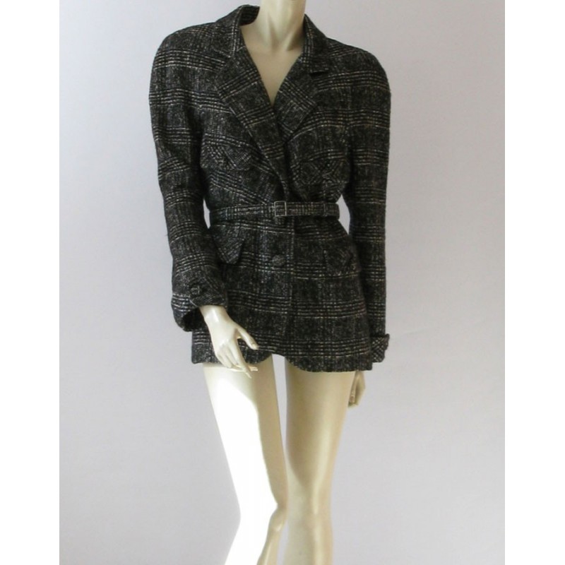 CHANEL T46 grey tweed jacket - VALOIS VINTAGE PARIS
