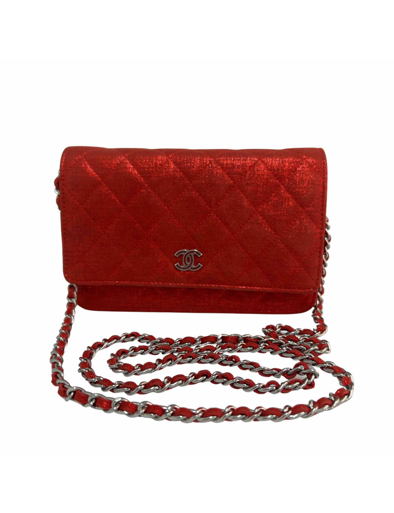 Wallet on chain CHANEL rouge lamé