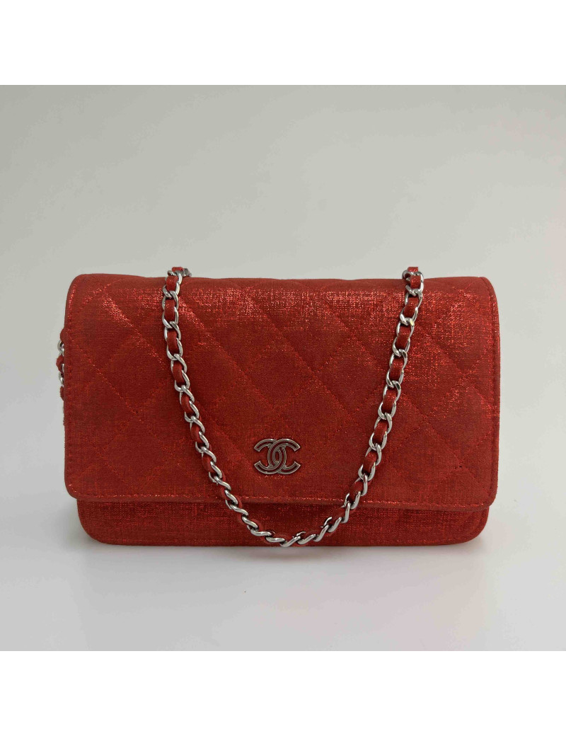 Wallet on chain CHANEL rouge lamé