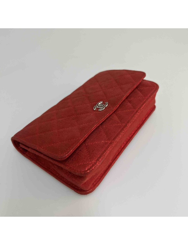 Wallet on chain CHANEL rouge lamé