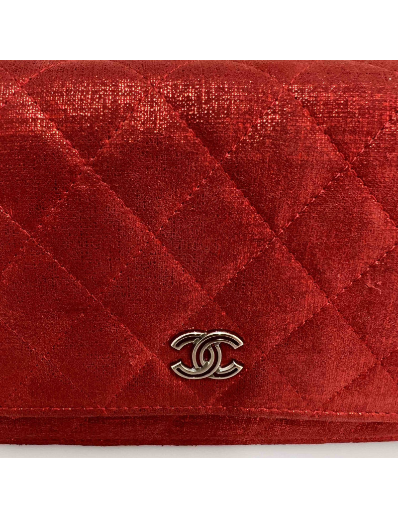 Wallet on chain CHANEL rouge lamé