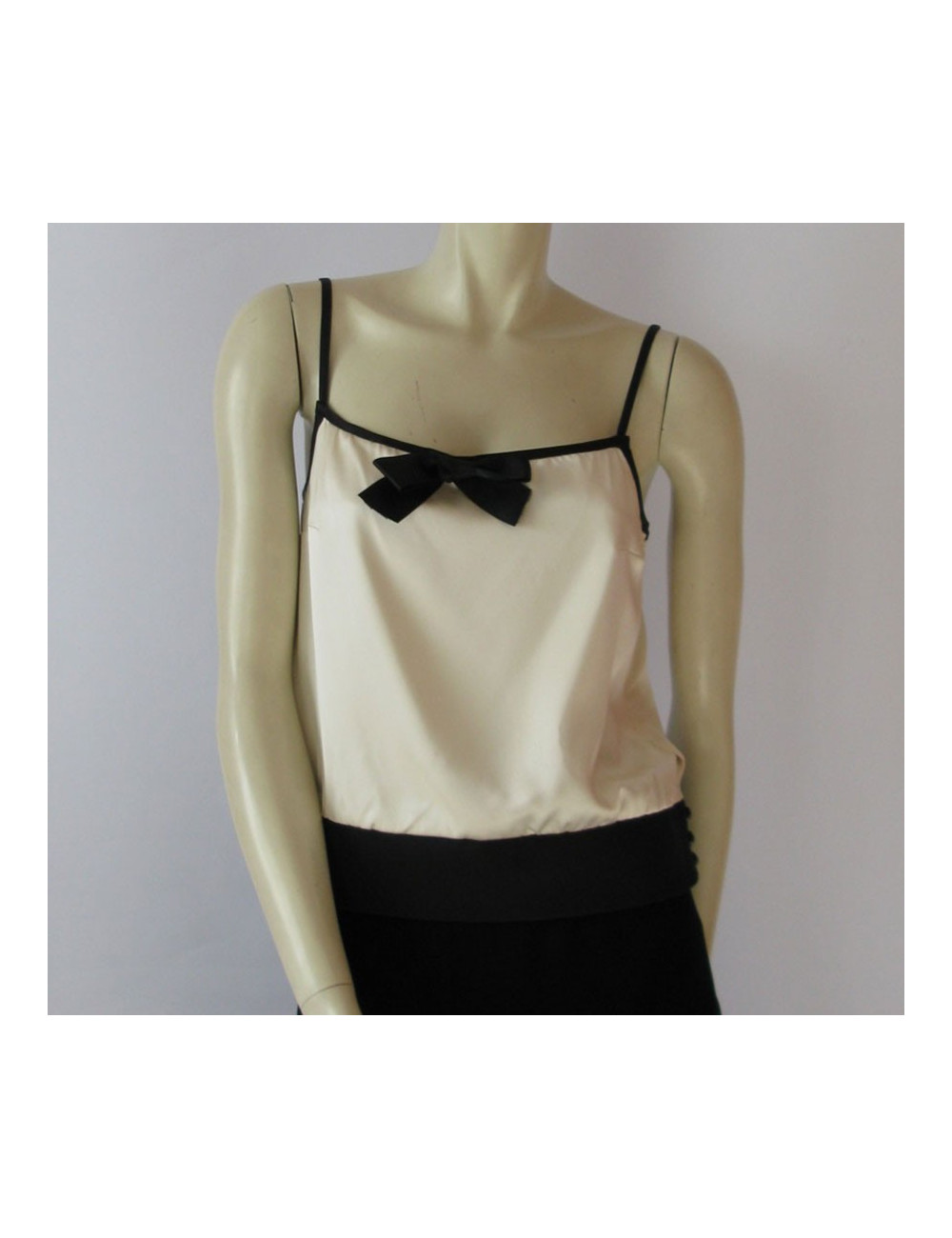 débardeur CHANEL écru et noir t 42