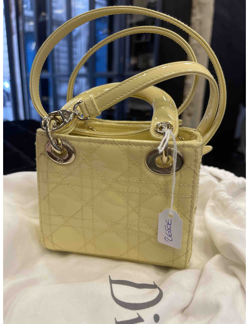 Micro Lady DIOR jaune cuir vernis