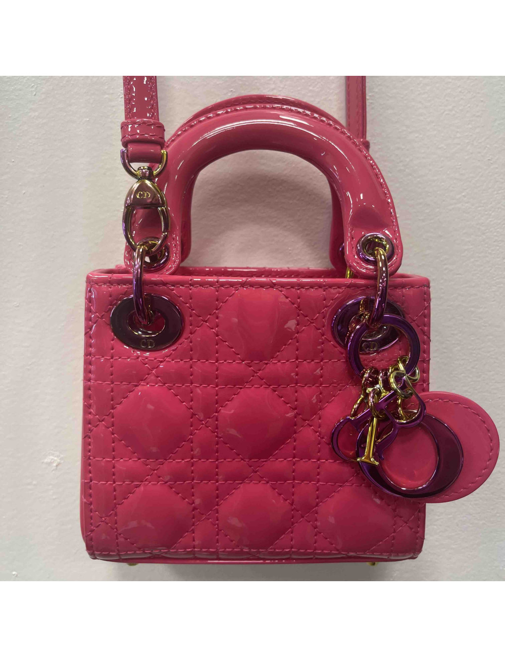 Micro Lady DIOR verni rose