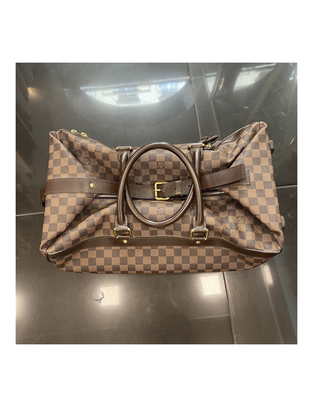 Valise cabine LOUIS VUITTON toile damier marron