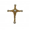 Broche vintage CHRISTIAN LACROIX dorée strass et perle