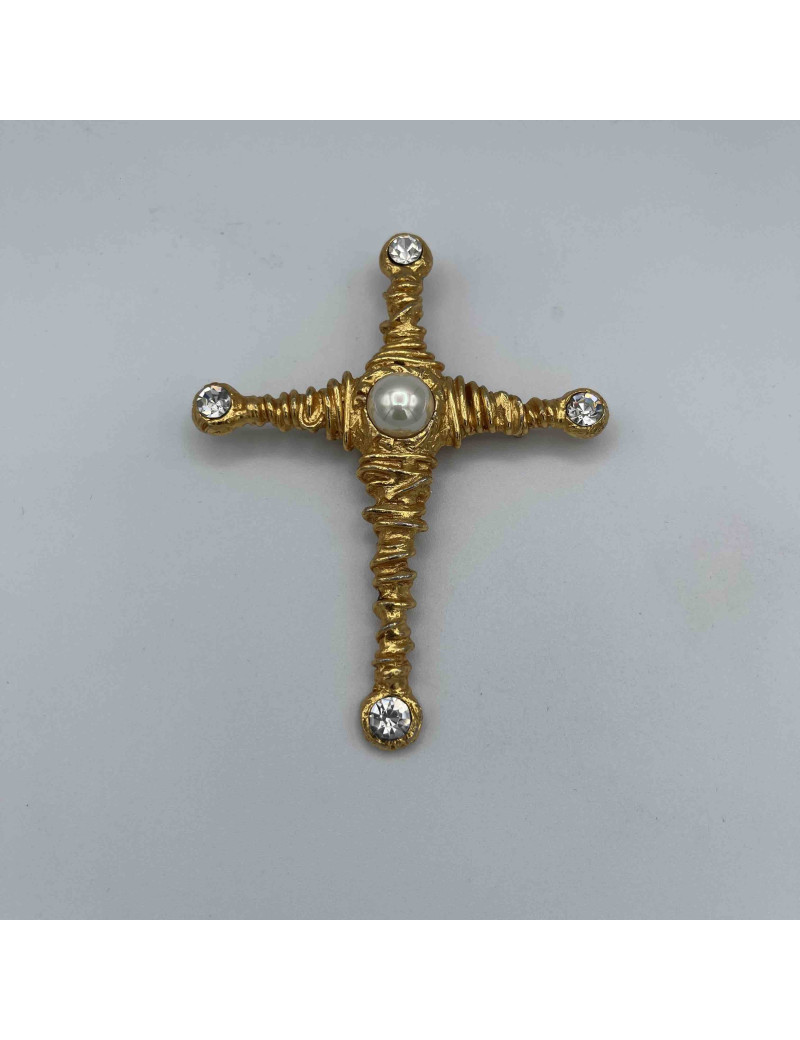  CHRISTIAN LACROIX Cross Brooch - Occasion Certified Authentic