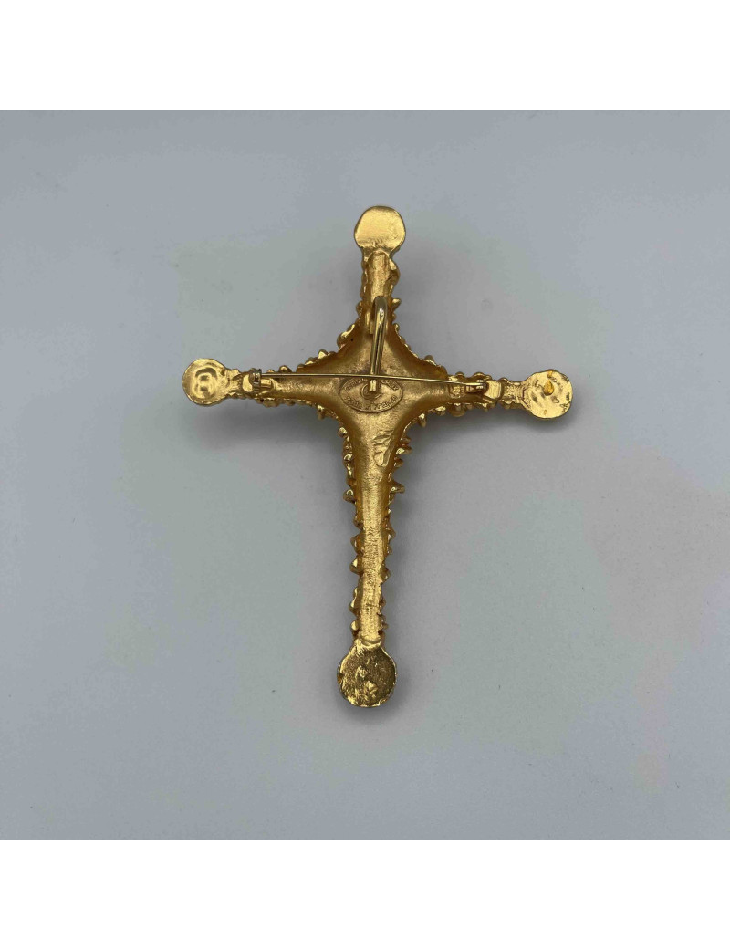  CHRISTIAN LACROIX Cross Brooch - Occasion Certified Authentic