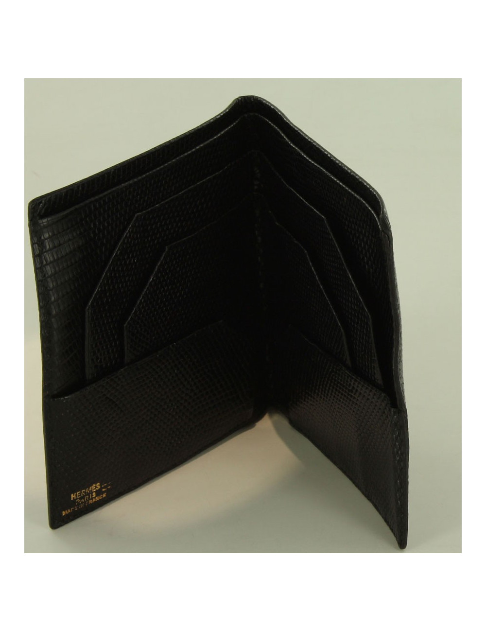 Portefeuille HERMES lezard noir