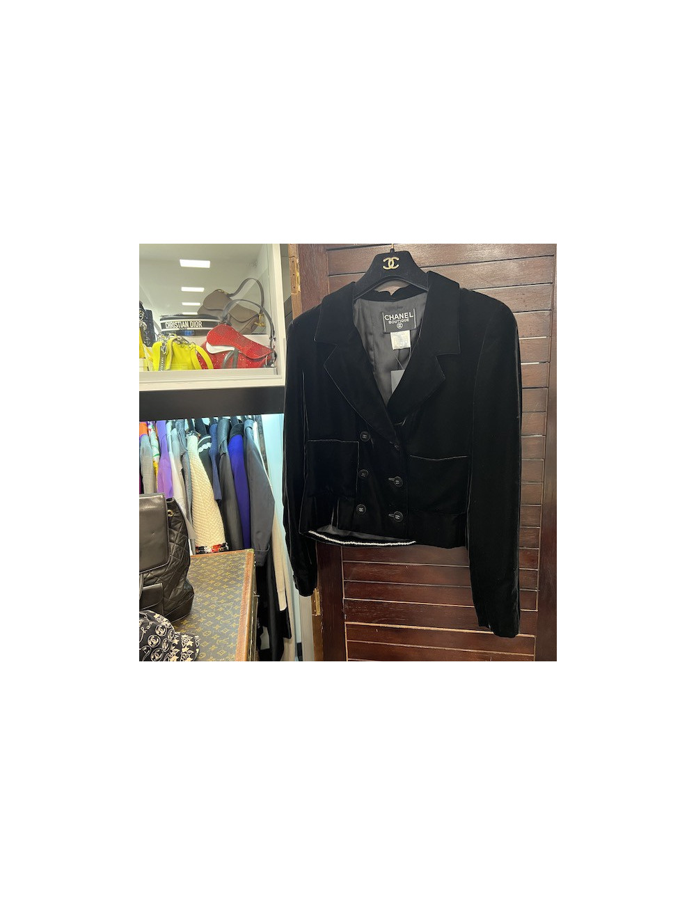 Veste T 40 CHANEL velours de soie noir