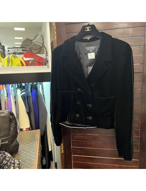 Veste T 40 CHANEL velours de soie noir