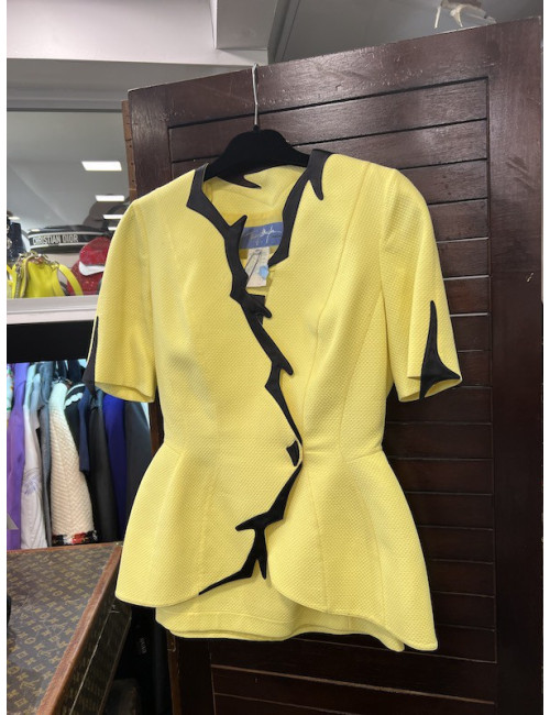 Tailleur THIERRY MUGLER jaune gansé de noir