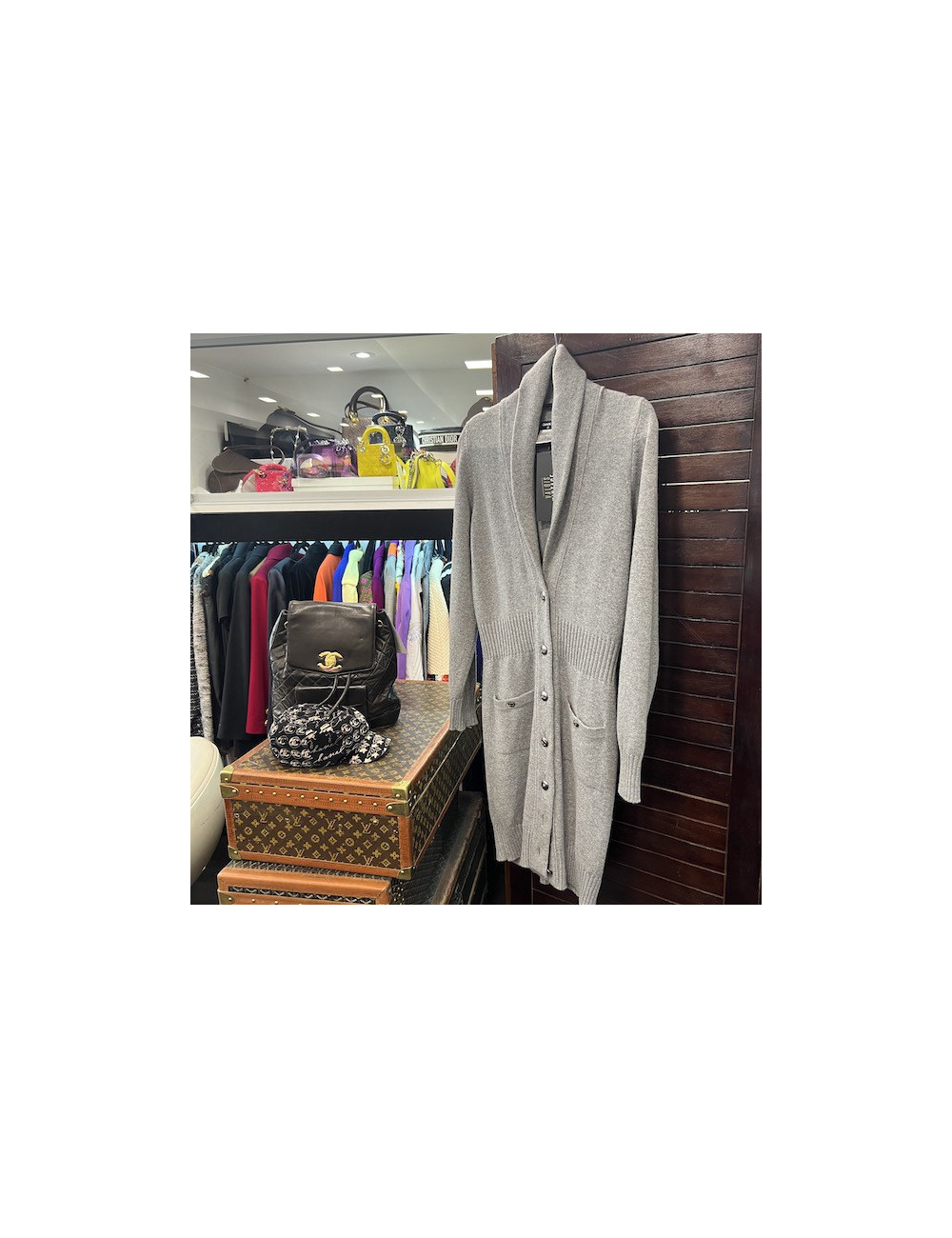 Long gilet CHANEL T 38 cachemire gris