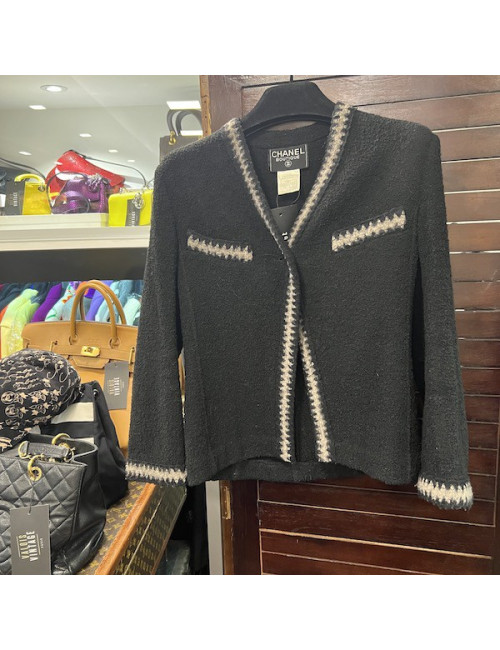 Veste CHANEL T 38 noire gansée 