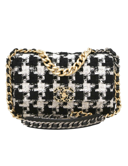 Sac 19 CHANEL Tweed noir et blanc