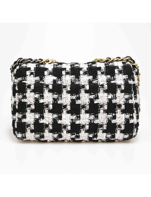 Sac 19 CHANEL Tweed noir et blanc